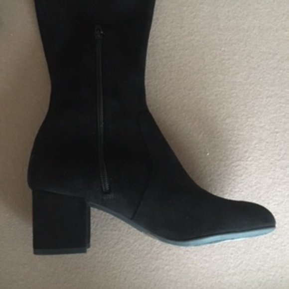 GIANNI BINI Trillia Suede Like Over-the-Knee Block Heel Boots, New, Black 6 - Picture 12 of 14